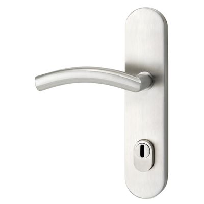5x MARCHESI NEW YORK Security Lever/Knob Handle Set, Long Backplate 15, 88 mm Profile Cylinder Distance, Selectable Door Thickness, with Cylinder Pull Protection, Satin Stainless Steel