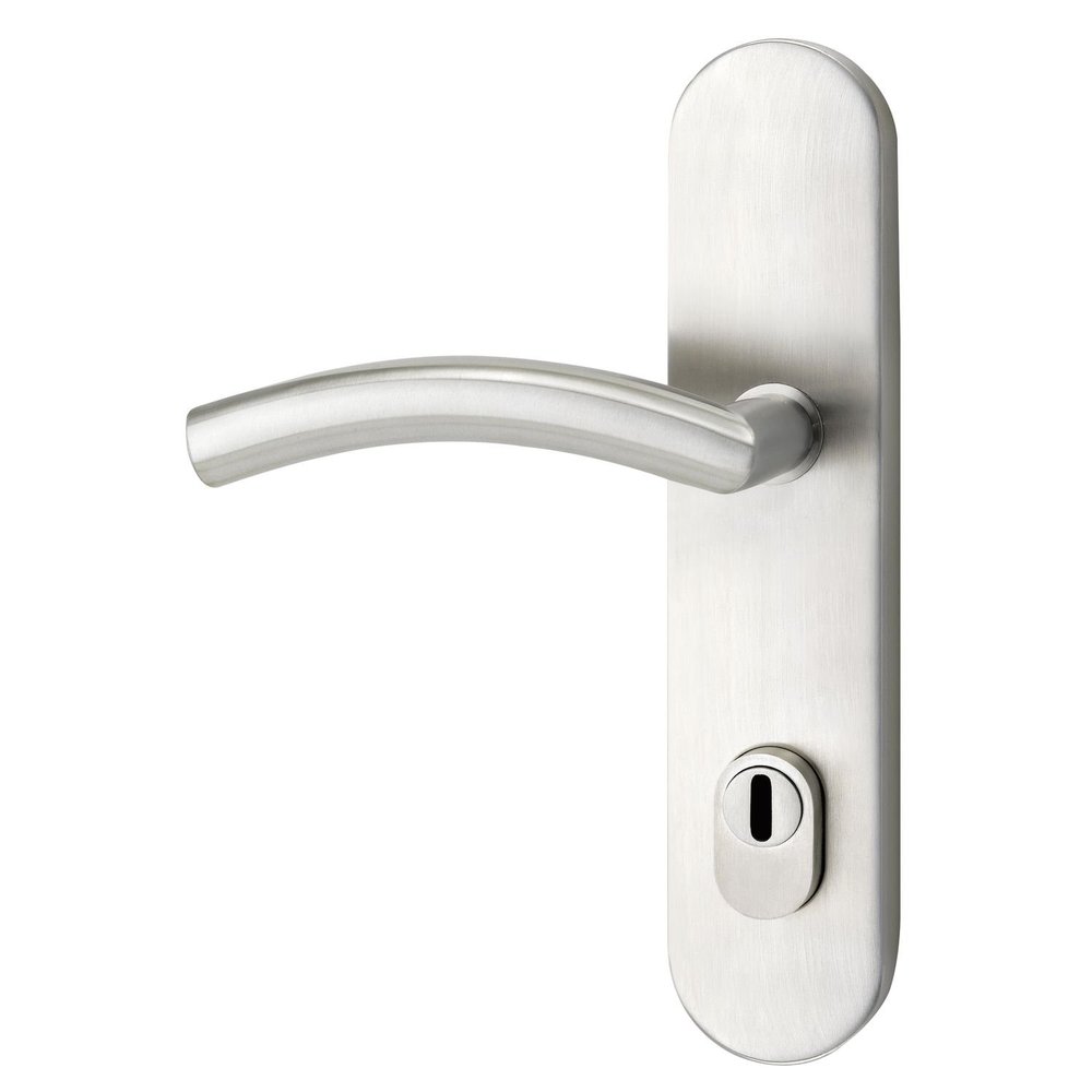 5x MARCHESI NEW YORK Security Lever/Knob Handle Set, Long Backplate 15, 88 mm Profile Cylinder Distance, Selectable Door Thickness, with Cylinder Pull Protection, Satin Stainless Steel