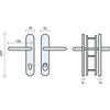 5x MARCHESI Security Lever Handle Set, Mitered, Long Backplate, 92 mm PZ Spacing, Cylinder Pull Protection, Satin Stainless Steel view 2