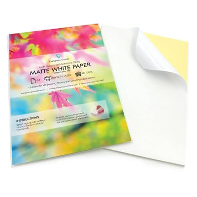Evergreen Goods 50-Sheet A4 Matte White Self-Adhesive Sticker Paper