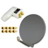 Premium X DELUXE85 Aluminum Anthracite 85 cm Satellite Dish HDTV HD 3D 4K + PremiumX Quad 0.1 dB White Quattro Switch LNB + 8 F-Connectors view 1