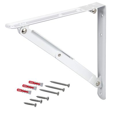 Gedotec Folding Bracket, 400 mm, White Matte Steel, 75 kg per Pair