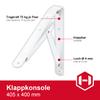 Gedotec Folding Bracket, 400 mm, White Matte Steel, 75 kg per Pair view 2