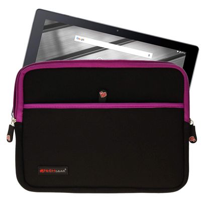 TECHGEAR [Pro Sleeve (10)] Slim Neoprene Protective Sleeve with Zipper and Anti-Shock Bubble Lining for Acer Iconia Tab 10, Iconia One 10, B3-A40, B3-A50, A3-A30, A3-A20 [Purple]