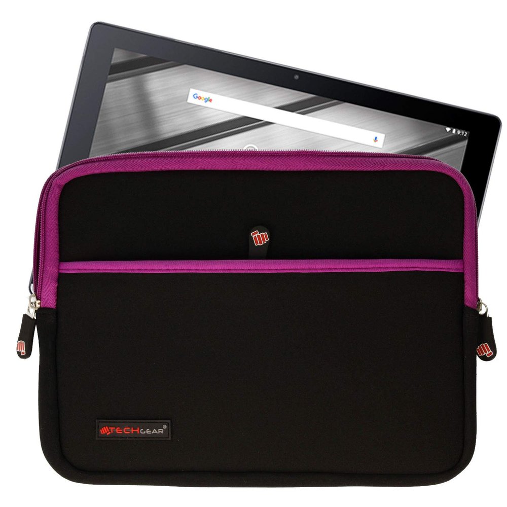 TECHGEAR [Pro Sleeve (10)] Slim Neoprene Protective Sleeve with Zipper and Anti-Shock Bubble Lining for Acer Iconia Tab 10, Iconia One 10, B3-A40, B3-A50, A3-A30, A3-A20 [Purple]