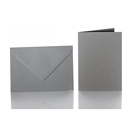 Paper24 50 B6 Envelopes with Triangular Flap + 50 Folded Cards, Dark Gray