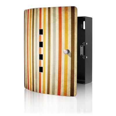 banjado Stainless Steel Key Cabinet for 10 Keyrings, 24 x 21.5 x 7 cm, Old Stripes