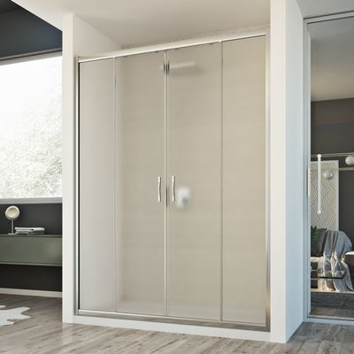 Idralite Young 2-Door Shower Door, 150 cm, H198, Textured Glass C