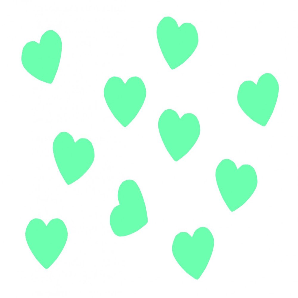 Miniblings 10 Iron-On Heart Patches, 25 mm, Turquoise Flock
