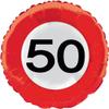 Foil Balloon Number 50 as a Traffic Sign for Birthdays view 1