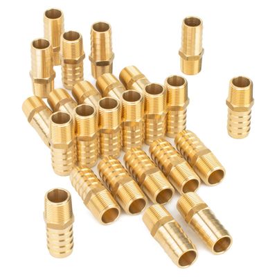 LTWFITTING Brass Fittings, 3/8" Male R Thread x 16 mm Hose Connection for Vehicle Fuel Systems and Air Conditioning, 25 Pieces