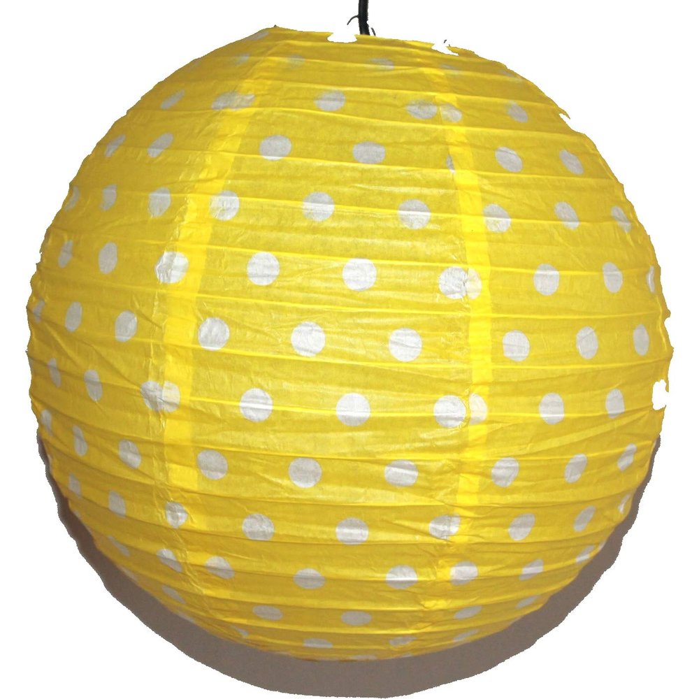 AAF Nommel Round Paper Lantern, Yellow with White Dots, 40 cm, No. 730