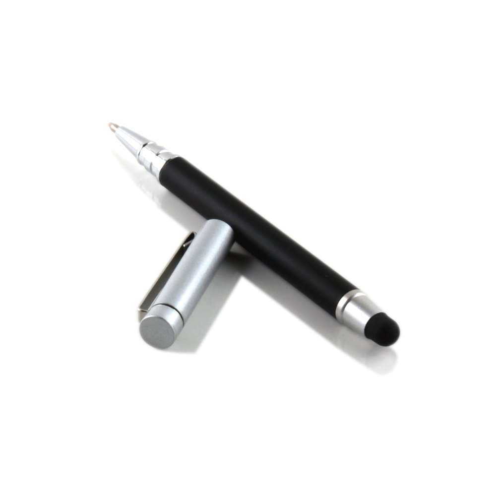 Slabo Stylus Pen for Smartphones, Phablets and Tablets, 2-in-1 Stylus and Ballpoint Pen, Black/Silver