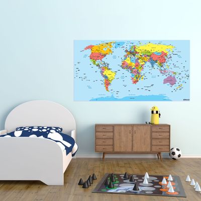 World Map Wall Art Sticker (114 x 60 cm) by stika.co
