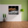 Pixxprint Dark Wild Little Ferret B&W, 3-Piece Canvas Print, Overall Size 120 x 80 cm, Ready Stretched, Not a Poster view 3