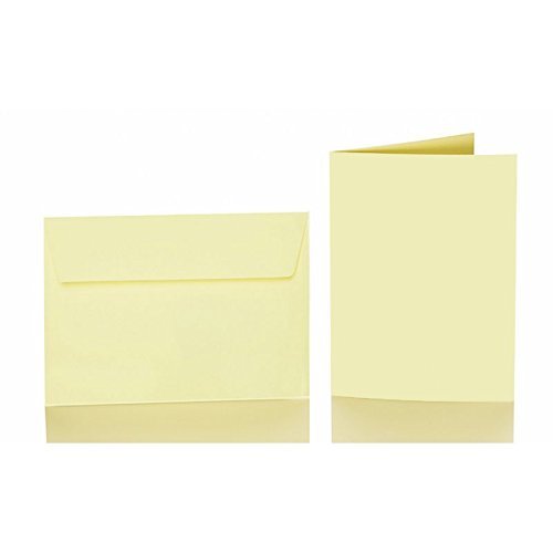 Paper24 50 Colored B6 Envelopes with Adhesive Strip, 120 gsm, Color: 05 Pale Yellow + 50 Matching Folded Cards, 240 gsm, Approx. 12 x 17 cm