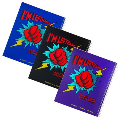 "Super Power" Notebooks for Left-Handers, Wide-Ruled, 3-Pack