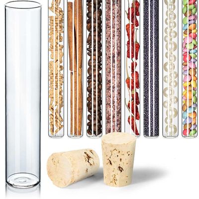 Tuuters Glass Test Tubes with Corks, 25-Pack (100 x 20 mm), Flat Bottom