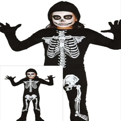 Guirca Skeleton Costume for Children, Sizes 110–146, Size 140/146