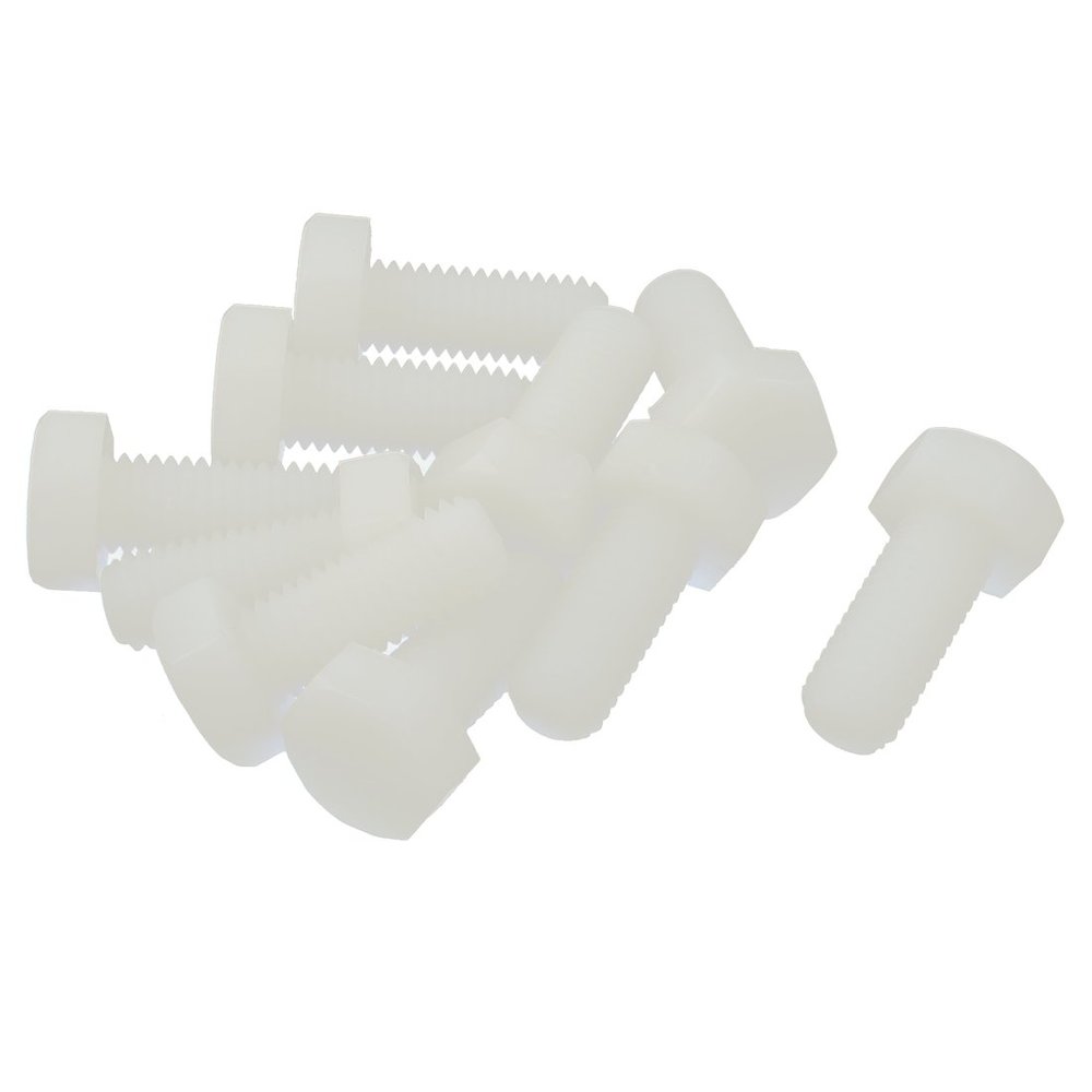 sourcing map 10-Pack M10 x 25 mm Hex Head Nylon Plastic Screws