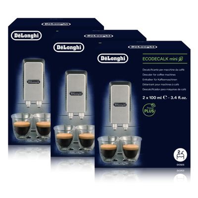 De'Longhi Natural Descaler for Bean-to-Cup Machines, 2 x 100 ml – Pack of 3