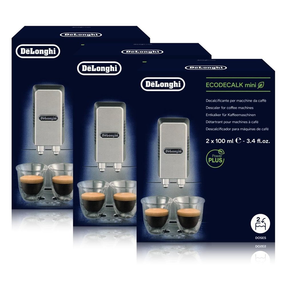 De'Longhi Natural Descaler for Bean-to-Cup Machines, 2 x 100 ml – Pack of 3