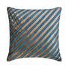 The HomeCentric Teal Blue Decorative Pillow Cover with Diagonal Metallic Piping, 45 x 45 cm, Unfolding Teal Copper view 1