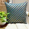 The HomeCentric Teal Blue Decorative Pillow Cover with Diagonal Metallic Piping, 45 x 45 cm, Unfolding Teal Copper view 2