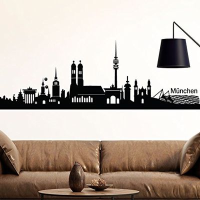 Wandtattoo-Günstig Wall Decal Munich Skyline, Orange, 180 x 50 cm