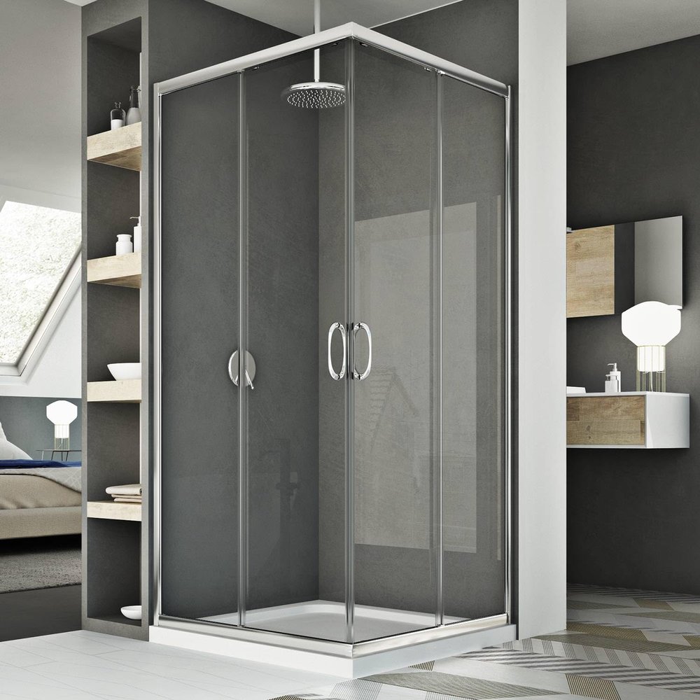 Idralite Junior Shower Enclosure 100 x 70 cm, H 185 cm, Clear Glass