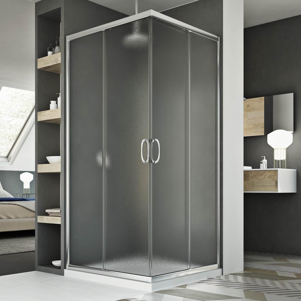 Idralite Junior Shower Enclosure 120 x 70 cm, H185, Textured Glass