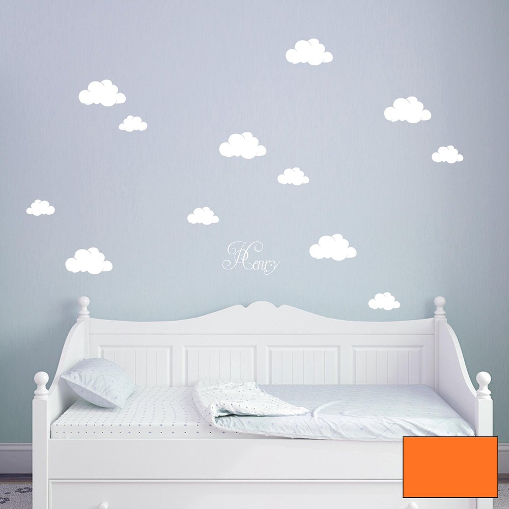 ilka parey wandtattoo-welt Cloud Wall Decal with Names M1682, Orange, Size L
