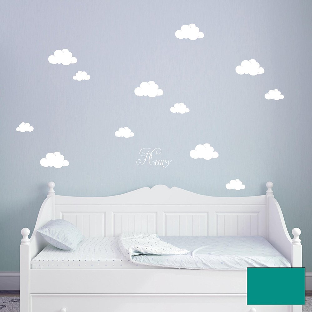 ilka parey Wandtattoo-Welt Cloud Wall Tattoo with Name M1682 – Turquoise, Size L