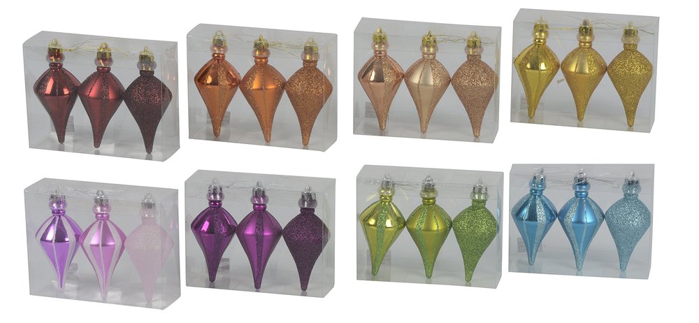Christmas Gifts 41893 Teardrop-Shaped Christmas Decoration, 3-Piece Set, 8 Pieces