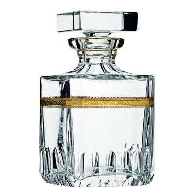 ARNSTADT KRISTALL Royal Whisky Decanter (25 cm) - Mouth-Blown, Hand-Cut Crystal Glass, Handmade in Germany, with 24-Karat Gold Rim