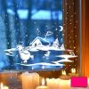 ilka parey wandtattoo-welt Window Decal Winter Scene: Snowman and Duck Ice Skating, Winter House and Fir Trees M1703, Pink, M – 28 × 18 cm view 1