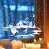 ilka parey wandtattoo-welt Window Decal Winter Scene: Snowman and Duck Ice Skating, Winter House and Fir Trees M1703, Pink, M – 28 × 18 cm view 2