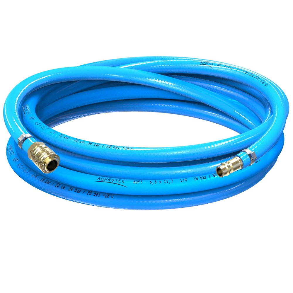 AUPROTEC 6 mm ID Compressed Air Hose Set, 10 m PVC Hose with Brass Quick Coupling