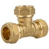 tecuro Brass Compression Tee Fitting, 18 x 18 x 18 mm, DVGW W 534 Approved for Drinking Water, Also for Solar Applications view 1