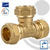 tecuro Brass Compression Tee Fitting, 18 x 18 x 18 mm, DVGW W 534 Approved for Drinking Water, Also for Solar Applications view 2
