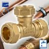 tecuro Brass Compression Tee Fitting, 18 x 18 x 18 mm, DVGW W 534 Approved for Drinking Water, Also for Solar Applications view 3