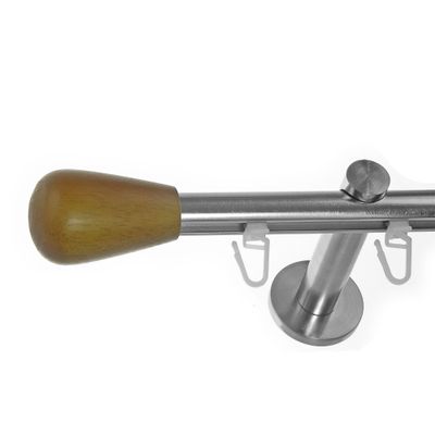 BASIT 16 mm Single-Track Curtain Rod, Stainless Steel Look, 600 cm, Wall-Mounted H70