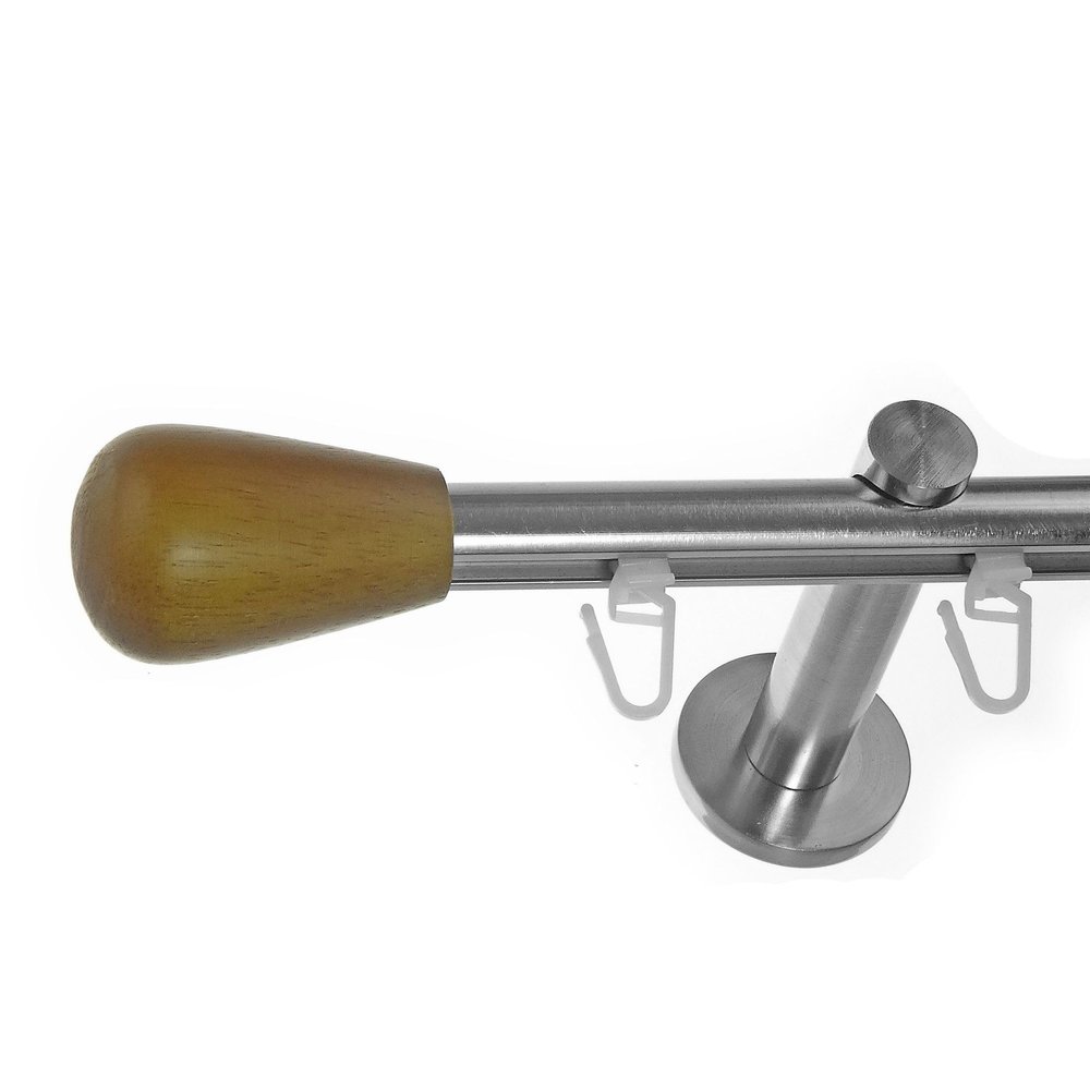 BASIT 16 mm Single-Track Curtain Rod, Stainless Steel Look, 600 cm, Wall-Mounted H70