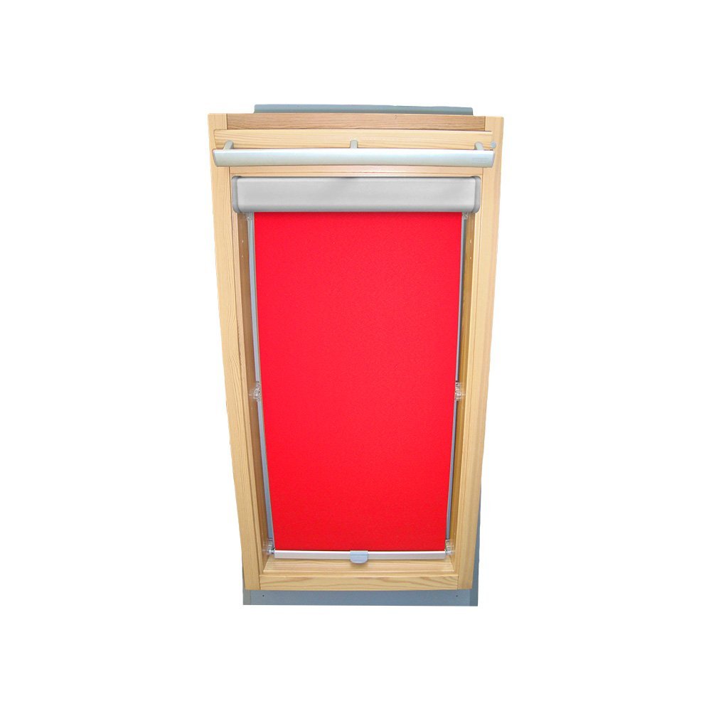 Easy-Shadow Blackout Blind with Pelmet, Thermal, Red/Signal Red, for Velux DKL/DKU/RHL/RHU-EP GGU/GPU/GHU/GTU CK04, Custom-Made