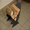 Indoor Metal Firewood Holder, Triangle with Oval Base – Anthracite Gray view 2