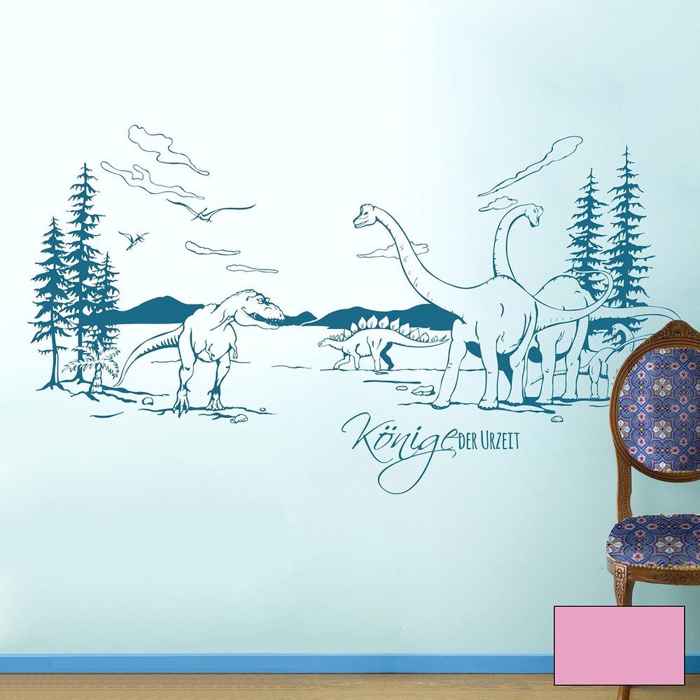 Dinosaur T-Rex Prehistoric Landscape Wall Decal M1595 – Lilac, M (100 x 50 cm)