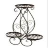 Frank Flechtwaren Classic Metal Flower Stand for 3 Pots, Modern Rust Look view 1