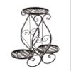 Frank Flechtwaren Classic Metal Flower Stand for 3 Pots, Modern Rust Look view 2