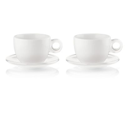 Guzzini Gocce Set of 2 Breakfast Cups with Saucers, Transparent, 480 cc, 34.5 x 23 x H12.5 cm, 27750000