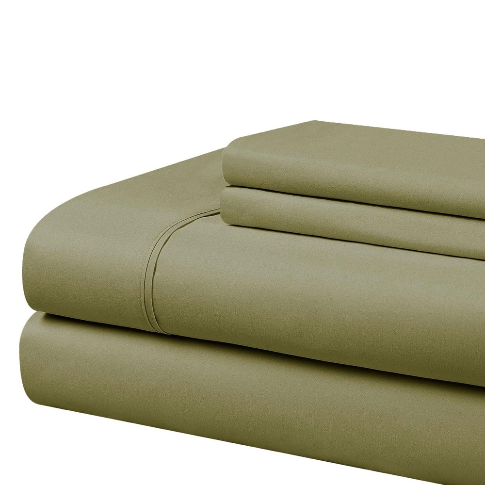 Cathay Home Essentials Bed Sheet Set, Ultra-Soft, Hypoallergenic, Wrinkle-Resistant, Double-Brushed Microfiber, Sage, Full